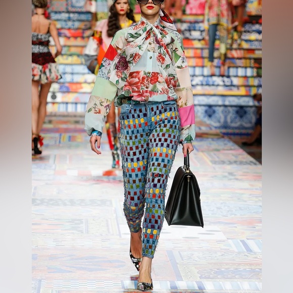 DOLCE & GABBANA Floral patchwork shirt in multicolor Size XS/IT36 Like New. - Picture 5 of 11